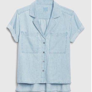 Gap Denim Short Sleeve Cuffed Button Up NWT